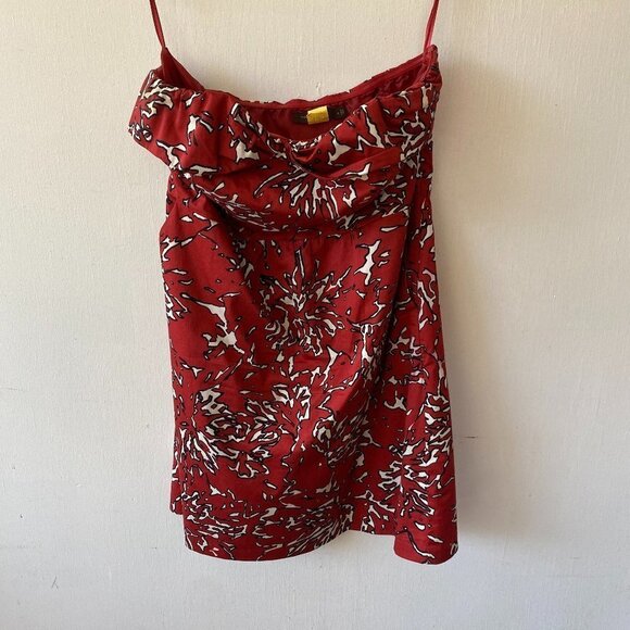 The Limited Strapless Dress Womens Size 12 Red Floral Pockets Mini Dress - Picture 1 of 8
